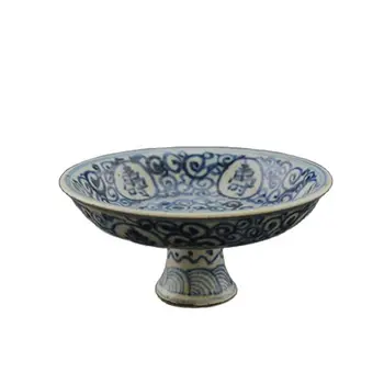 Shou Wen Ming modré a biele nohy misy kompót starožitností, starožitného porcelánu ručné maľovanie ľudovej zber