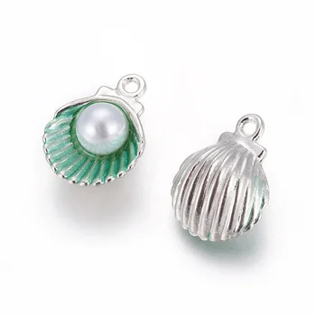 50pcs Zliatiny Smalt Prívesky pre náhrdelníky náramky DIY šperky robiť s Akryl Shell Perlou Korálky 15x11.5x7mm, Otvor: 1.4 mm