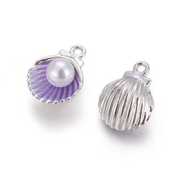 50pcs Zliatiny Smalt Prívesky pre náhrdelníky náramky DIY šperky robiť s Akryl Shell Perlou Korálky 15x11.5x7mm, Otvor: 1.4 mm