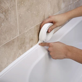 2021 Kúpeľňa so Sprchou Umývadlo, Vaňa Tesniace Pásky Páska Biela PVC samolepiace Nepremokavé Stenu, Nálepky na Kúpeľňa Kuchyňa