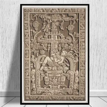 Starovekých Astronautov. Pakal, Maya, veko sarkofágu. plátno, vytlačí Maľovanie Na Plátno Plagáty Vytlačí Cuadros Domova Spálne