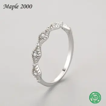 925 sterling silver diamond-tvarované duté diamantový prsteň žena kórejský jednoduché malé čerstvé zatvorené ukazovák iny geometrické krúžok