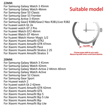 Rýchle Uvoľnenie Sledovať Pásmo pre Samsung Galaxy Sledovať 42mm 46 mm Aktívne Silikónové Popruh pre Huawei Sledovať GT2 42mm 46 mm Náramok Sport