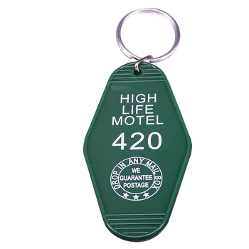 Vysoká životnosť motel keychain v borovica zelená retro hotel tlačidlo tag kúzlo príslušenstvo