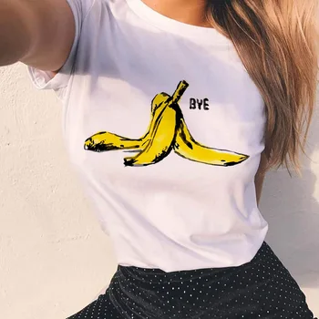 Ženy 2021 Zábavné Letné Tlač Lady T-shirts Banán Unisex Tričko Top Shirt O-Krku Biele Krátky Rukáv femme Fashion Plus Veľkosť XXXL