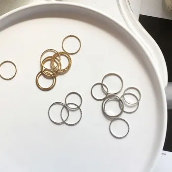 10pcs/nastaviť Módne Jednoduchý Dizajn Prstene pre Ženy Vintage Tenké Slim Spoločné Prstene Sady pre Ženy Šperky Prst Šperky