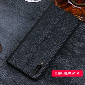 Full-zrna pravej kože magnetické flip cover obal pre Samsung Galaxy A7 2018/Samsung Galaxy A7 2017 telefón prípad trvalých capa