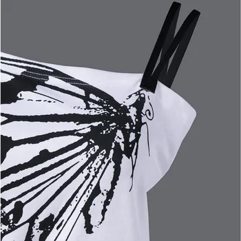 2021 Lete Sexy Mimo Ramenný Motýľ Print T shirt Ženy Bavlna Slim Šatka Košele Košieľka Femme Topy tričko camisas mujer