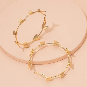 2021 In Gold Motýľ Hmyzu Geometrické Minimalizmus Hoop Náušnice, Módne Trendy Kórejskej Ženy Strany Šperky Bijoux