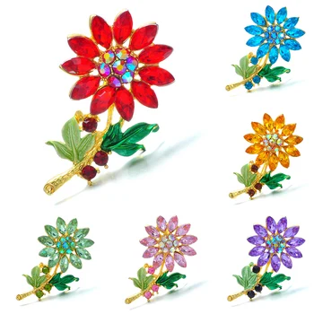 Roztomilý Módne Daisy Brošňa Pre Ženy, Kvetinové Šperky Drahokamu Elegantné Zimné Dizajn Odznak Vysokú Kvalitu Slnečnice Preklopke Kolíky