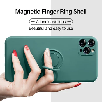 Tenký Silikónový Magnetický Držiak Telefónu puzdro Pre iPhone 12mini 11 12Pro SE 2020 XS Max XR X 8 7 Plus Stojan Prst Krúžok Držiak Krytu
