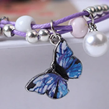 Fantasy farebný motýľ náramok letné štýl tvorivé temperament pearl hrubé reťaze náramok