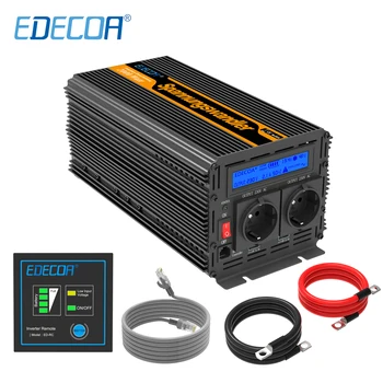 EDECOA menič 2000w 4000w DC 12V do AC 220V modifikovaná sínusová vlna solárneho invertora, diaľkové ovládanie LCD displej USB 5V