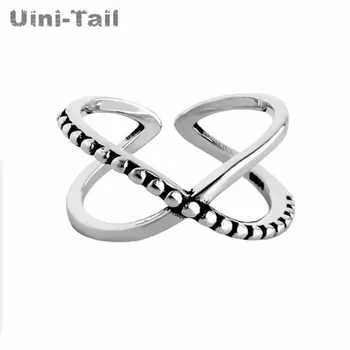 UiniTail nový dizajn hot predaj 925 sterling silver osobnosti X-tvarované kríž otvoriť krúžok jednoduché retro módny trend vysokej kvality