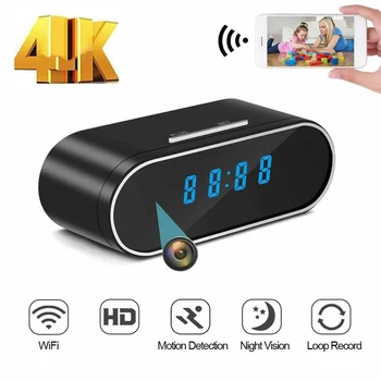 4K 1080P Bezdrôtový Mini Kamera Wifi Tajné Hodiny Čas, Budík S Nočné Videnie Pohybu Zistiť Senzor Diaľkového Monitor Mikro Kamera