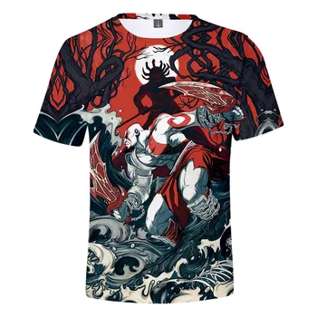 God of War 3D Tlač T-shirt Hry Anime Krátky Rukáv T-shirt Muža/Ženy Módne Trendy Bežné Hip Hop Nadrozmerné Košele, Topy