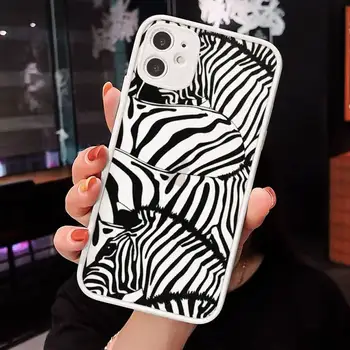 Zebra vzor pruhy Zvierat tlač Telefón Prípadoch Matné Transparentné na iPhone 7 8 11 12 s mini pro X XS XR MAX Plus kryt funda