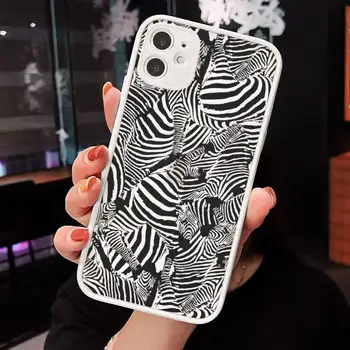 Zebra vzor pruhy Zvierat tlač Telefón Prípadoch Matné Transparentné na iPhone 7 8 11 12 s mini pro X XS XR MAX Plus kryt funda