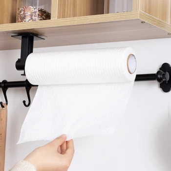 Zaťahovacie Toaletného Papiera Držiak Tvaru L Plastové Kuchyňa Roll Držiak Na Stenu Black Rack Kúpeľňa Papier, Uterák Úložná Polička