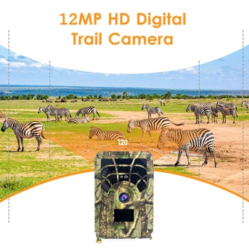 Chodník Fotoaparát 12MPX HD Poľovnícky Chodník Fotoaparátu Pohybom Aktivované Noc Infračervené Videnie Vodotesný pre Vonkajšie Divoký Lov, Pozorovanie