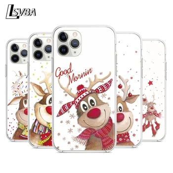 Vianočné Cartoon Moose Silikónový Kryt Pre Apple iPhone 12 Mini 11 Pro XS Max XR X 8 7 6 6 Plus 5S SE 2020 Telefón Prípade