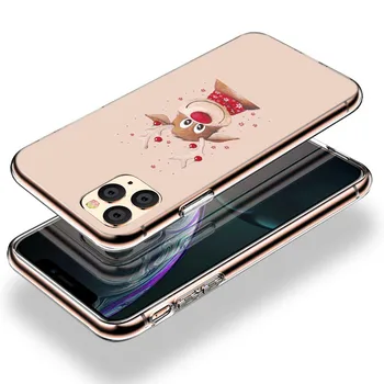 Vianočné Cartoon Moose Silikónový Kryt Pre Apple iPhone 12 Mini 11 Pro XS Max XR X 8 7 6 6 Plus 5S SE 2020 Telefón Prípade