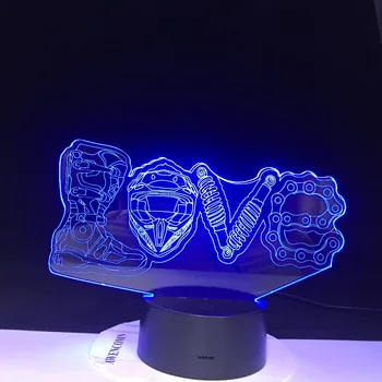 Motocyklových Fanúšikov Darčeky LED Mechanické Láska Modelovanie 3D Nočné Osvetlenie, Tvorivé 7 Farieb Zmena Luminaria Stolové Lampy Domova