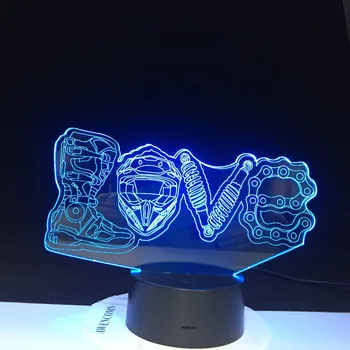 Motocyklových Fanúšikov Darčeky LED Mechanické Láska Modelovanie 3D Nočné Osvetlenie, Tvorivé 7 Farieb Zmena Luminaria Stolové Lampy Domova