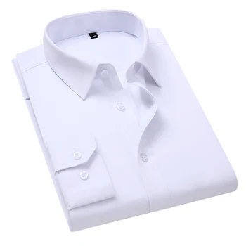 Plus Veľkosť 5XL 6XL 7XL Mužov Farbou Business Tričko Fashion Bežné Štíhle Biele Tričko s Dlhým Rukávom Mužské Oblečenie Značky
