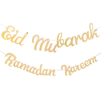 Eid Mubarak Banner Ramadánu Kareem Balón Dekor Transparent Bunting Islamskej Moslimských Eid Al-Fitr Hajj Mubarak Vlajka Party Dekorácie