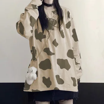 Streetwear žien T-shirt Harajuku kawaii dievča krava vzor top dámske tričko lete 2021 y2k priame zásielky Женская футболка