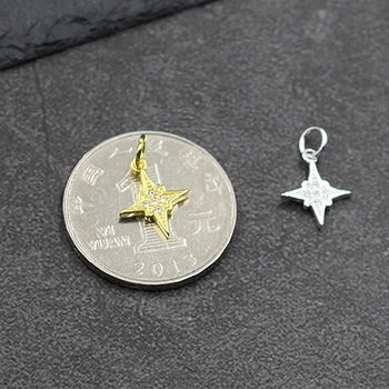 Skutočné 925 Sterling Silver Farba Micro Zirkón Spevnené Vysokej Kvality Zlato Strieborná Farba Star Visieť Prívesok DIY Šperky Čo Zistenia