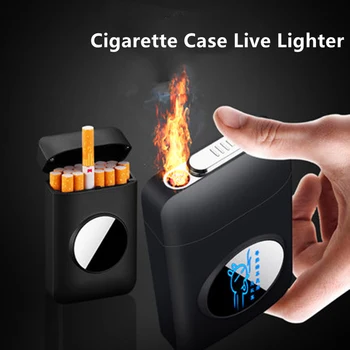 Nové Živice Vetru Flameless Cigariet Prípade Ľahší Dobíjacie USB Elektrický Zapaľovač 19PCS Tabaku Skladovanie Držiteľa Mužov Gadgets