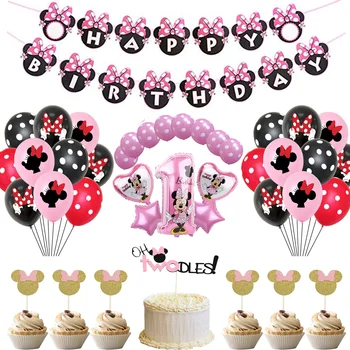 Disney Minnie mouse Happy Birthday Cake Vňaťou a Bannery Deti 1 ročných Dievčat prospech minnie mouse Tematické Narodeninovej Party Decor