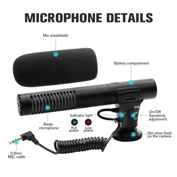 MIC-02/MIC-03/MIC-05/MIC-06/MIC-07 3,5 mm Mobilný Telefón/Fotoaparát Mikrofón Nahrávanie Videa Super-cardioid Ukazovacie Stereo Mic 2019
