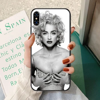 Madonna Telefón Prípade Cover obal Pre iphone 5, 5s se 2 6 6 7 8 12 mini plus X XS XR 11 PRO MAX čierne silikónové funda módne coque