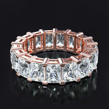 Trendy 925 Sterling Silver Vytvorené Moissanite Výročie Svadby Prstene pre Ženy, Luxusné Žena Diamantový Prsteň Jemné Šperky Darček