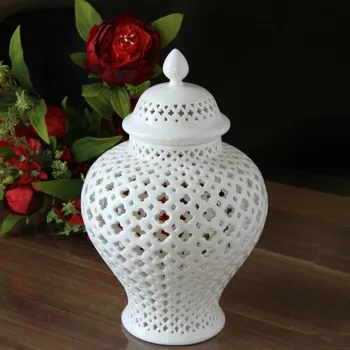 Biela Openwork váza Vyprázdnené Porcelánu, Keramiky Chrámu Jar/zázvor Jar Váza Domáce Dekorácie Doplnky, Vázy