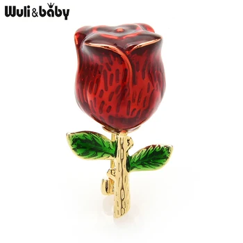 Wuli&baby Malé Ruže Brošne Ženy Unisex 3-Smalt farba Kvetu Strany Úradu Golier Brošňa Darov Kolíkmi