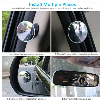 1PCS Auto Spätné Zrkadlo Bezhraničnej Malé Okrúhle Zrkadlo HD 360 Rotačné Cúvaní Pomoci Veľký náhľad Blind Spot Zrkadlo Auto Príslušenstvo