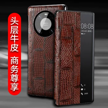 Pre Huawei Mate40 Originálne Kožené Puzdro Flip Pre Huawei Mate 40 30 P40 Pro Plus Ochrana Telefónu Hybrid Pravda, Kožený Kryt Prípadoch