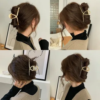 2021 kórejský Kovové Geometrické Vlasy Pazúr pre Ženy Dámske Elegantné Doplnky do Vlasov Kríž Krab Vaňa Vlasy Klip Módne Dievča pokrývku hlavy
