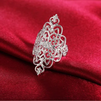 Ženské Sintage Duté Veľké Strieborné Prstene 925 Zapojenie Svadobné Party Módne Šperky