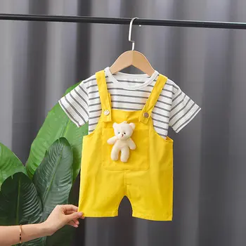 2021 Baby Leta Zvierat Trakmi, Deti Výlet Oblečenie Batoľa Chlapec Dievčatá Príčinné Bavlnené Tričko Náprsníkové Nohavice 2ks/súpravy Dojčenská Deti