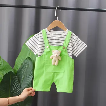 2021 Baby Leta Zvierat Trakmi, Deti Výlet Oblečenie Batoľa Chlapec Dievčatá Príčinné Bavlnené Tričko Náprsníkové Nohavice 2ks/súpravy Dojčenská Deti