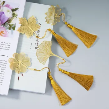 Kovové Záložku Čínsky Štýl Vintage Tvorivé Leaf Duté Žily Javorový List Je Lemovaný Marhuľový Leaf Záložku Dary