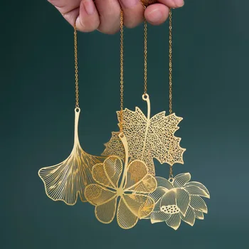 Kovové Záložku Čínsky Štýl Vintage Tvorivé Leaf Duté Žily Javorový List Je Lemovaný Marhuľový Leaf Záložku Dary