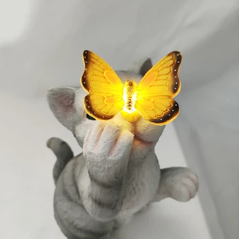 Záhradné Solárne Svietidlo Motýľ Mačka Svetlo LED Vonkajšie Noc Lampa Roztomilý Zvierat Socha, Záhradné Osvetlenie, Záhradné Dekorácie, Nordic Štýl