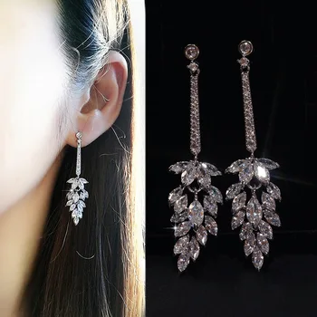 2020 kórejský Náušnice, Módne Šperky 925 Sterling Silver Šperky pre Ženy Temperament Zirkón S925 Dlhé Náušnice, Jemné Šperky