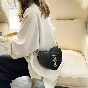 2021 Elegantné kórejský Srdce Vzor Crossbody Tašky Pre Ženy Fashion Reťazca Taška cez Rameno Jednotlivých Ženy PU Kožené Kabelky Bolsa
